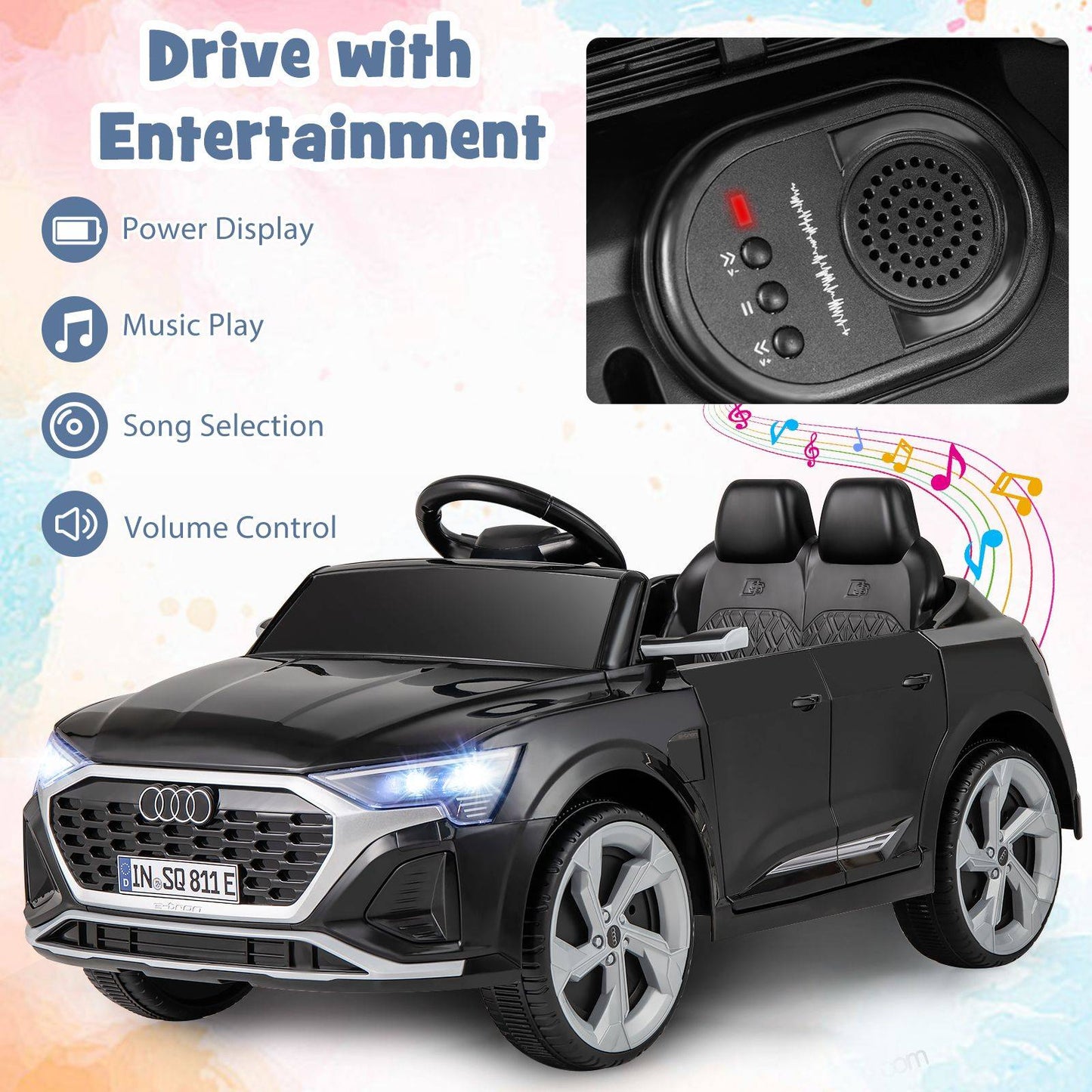 Costway Ride On Car Audi SQ8 12V Black